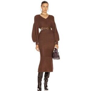 STAUD Brown Midi Dress
